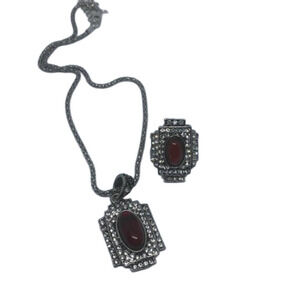 ART Deco style antique look jewelry set necklace and ring